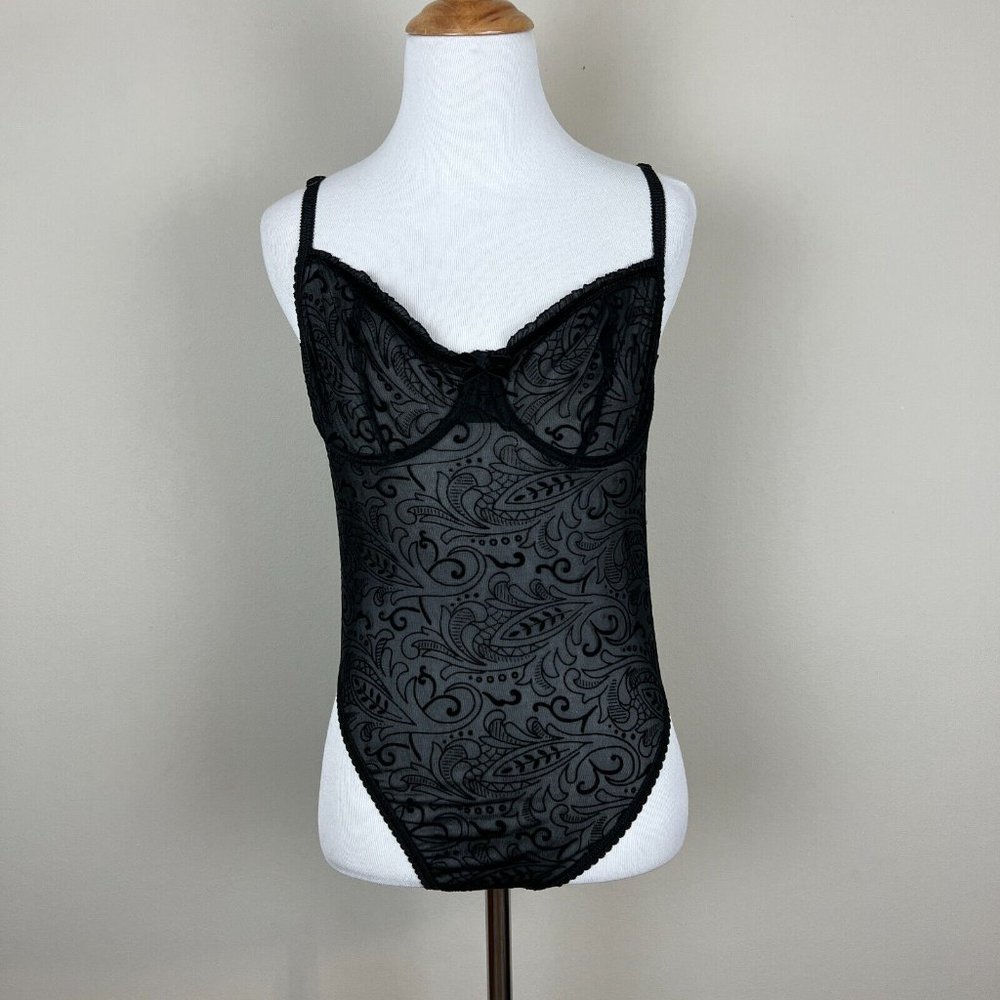 Victorias Secret Teddy‎ 36B Black Lace Bodysuit Sheer Cheeky Underwire Sexy New
